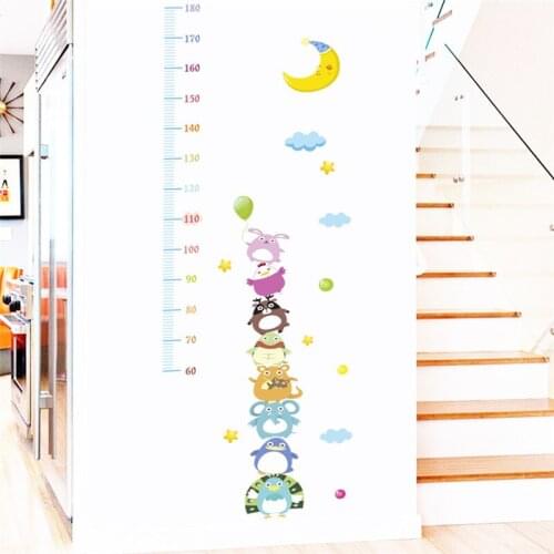 Cute Animals Birds Growth Chart Wall Stickers For Kindergarten Kids Room Home Decoration Diy Height Measure Mural Art Pvc Decal