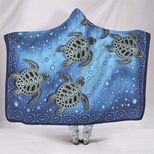 Sea Turtle 3d printed Hooded Blanket Adult colorful child Sherpa Fleece Wearable Blanket Microfiber Bedding style-1