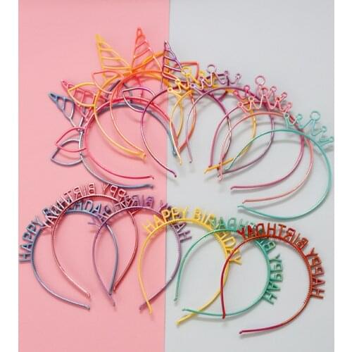 Unicorn Colorful Hairband crown bride Birthday shiny Hair Accessories Party Gift Headband Children Adult Dress Up Headwear