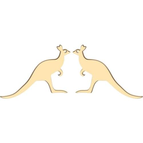 Chandler Stainless Steel Wallaby Earring Studs Posts Kangaroo Earrings Gold Color Australian Animal Bronics Souvenir Jewelry
