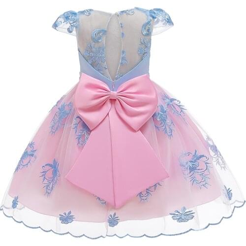 Beaded Mesh Princess Dress Girl Big Bow Evening Party Dresses Christmas Costume for Girls Dress Carnival Kids Holiday Gift