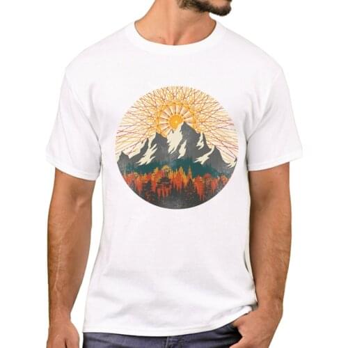 TEEHUB Hot Sales Everest Sunset Geometry Printed Men T-Shirt Fashion Geometric Sunset T Shirts Short Sleeve Tshirts Boy Tee