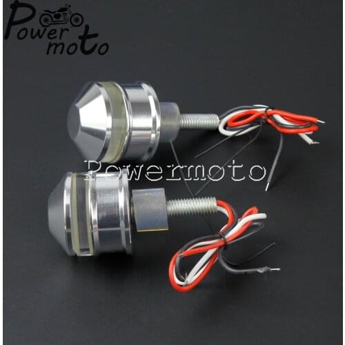 Universal Motorcycle 1" Handlebar End Turn Signal Lights For Harley Honda Yamaha Cafe Racer Cruiser 25mm Handle Bar Blinkers