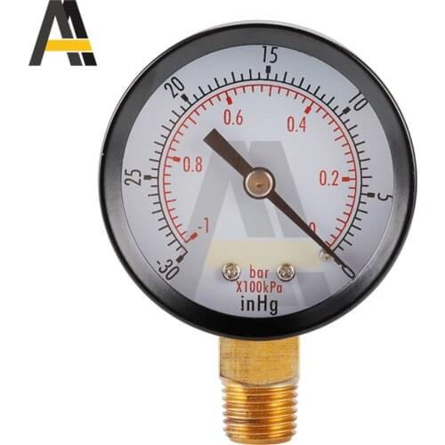 Vacuum Manometer Mini Dial NPT 30HG/0PS Portable Dual Scale Dial Gauge 1/4" Vacuum Pressure Meter 2" Dial Digital Display Gauge