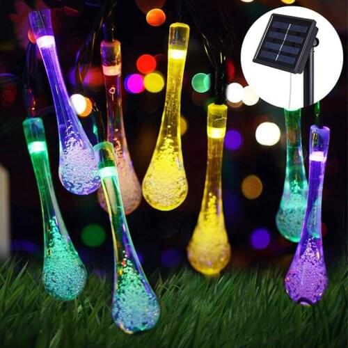 6M 30LED Solar Water Drop Light String Waterproof Lawn Garden Garland Garden Wedding Holiday Christmas Outdoor Decoration