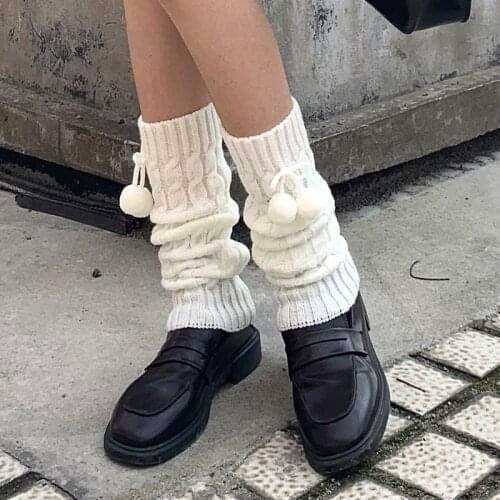 Japanese JK Kawaii Solid Thick Socking Lovely Loose Warm Knitted Lolita Socks For Women Soft Girl Preppy Uniform Cosplay Costume