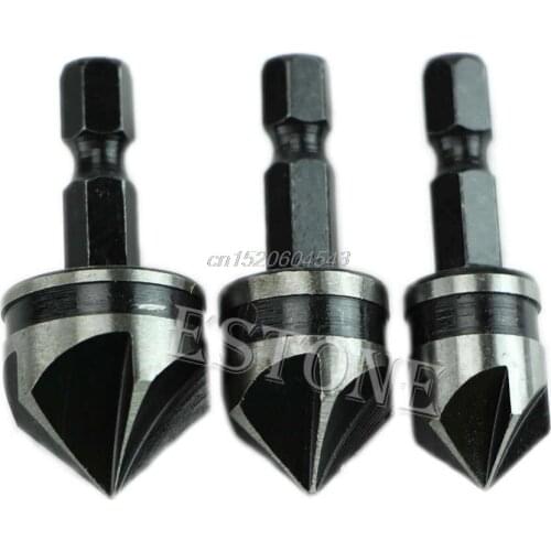 3pc 12mm 16mm 19mm Countersink Bore Set 1/4" Hex Shank Wood Plastic Chamfer Bit R06 Whosale&DropShip
