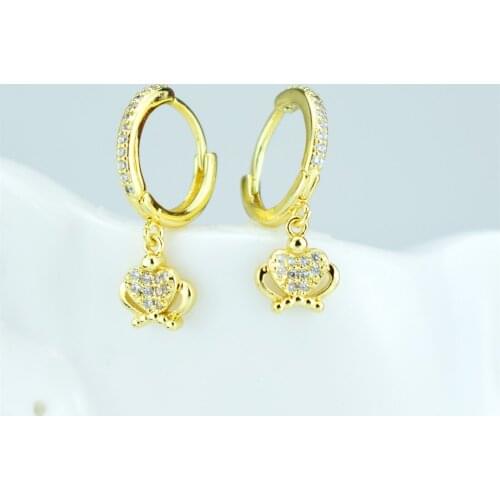 Crown earrings gold-plated ladies earrings, ladies single crown earrings, Korean high-end jewelry cubic zirconia
