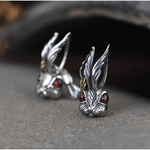 Big-Eared Rabbit Silver Stud Earrings Jewelry for Women Fashion Unusual Earrings 2020 Trend Push Back Asymmetry Style Gifts