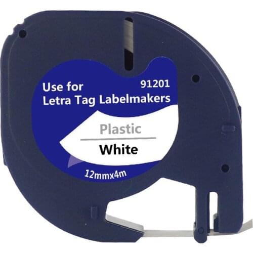 10Pcs 91200 Compatible Dymo Letratag Tape LT 12mm*4m Black on white LT 100H 100T QX 50 LT100T PLUS 12267 91203 16952 59423