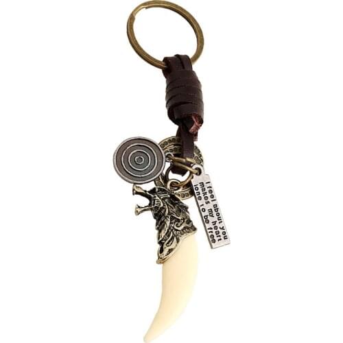 10PCS Creative Resin Spike Keyring Punk Genuine Leather Charm Car Keychain Porte clef Bag Key Holder Women Jewelry Gift FY019