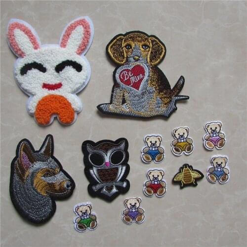 15 kinds different cartoon animalpattern patch hot melt adhesive applique embroidery patches stripes DIY clothing accessory