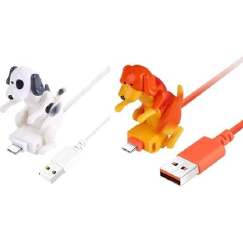 2PCS for Type-C Fast Charger Cable Funny Humping Dog Smartphone Cable Charger 1.2M Charging Cable, White & Orange