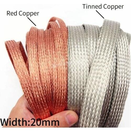 20mm Tinned Plating Copper Braided Sleeve Metal Sheath Anti Interference Screening Audio Speaker Wire Wrap Signal Cable Shielded
