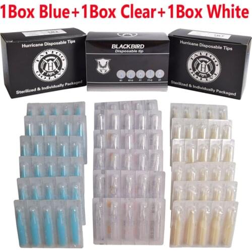 2019 150pcs/lot Tattoo Tubes Set RT/FT Clear+Blue+White Tattoo Disposable Tip Flat Plastic Short Nozzles Tube Round Nozzle
