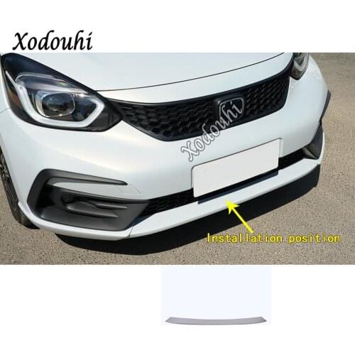 For Honda Fit Jazz 2020 2021 Car Sticker Stainless Steel License Plate Trim Racing Grid Grill Grille Hoods Panel Frame Bumper