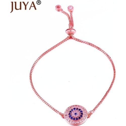 Rhinestone Cubic Zirconia Bracelet Fashion Adjustable Chain Blue Round Evil Eye Bracelet Jewelry Gift bracelet femme