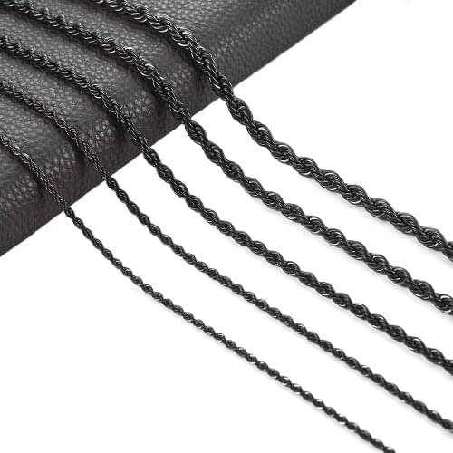 Width 2/3/4/5/6mm Stainless Steel Rope Chain Black Men And WomenNecklace 316L Classic Fashion Twisted Jewelry