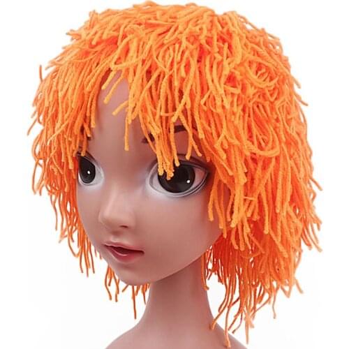 Children Cosplay Green Wig Hat New Unisex Halloween Carnival Activity Party Accessories Stage Performance Wool Woven Wig Hat