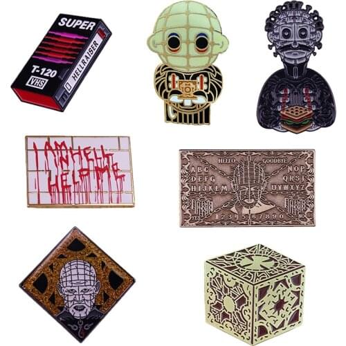 Horror Movie Hellraiser T-20 VHS Tape Enamel Brooch Pins Badge Lapel Pin Brooches Jeans Jacket Fashion Jewelry Accessories