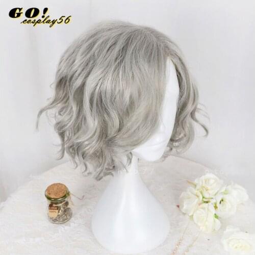 FGO Fate Grand Order Cosplay Wig Monte Cristo Edmond Dantes Short Curly Gray Silver Synthetic Hair for Adult