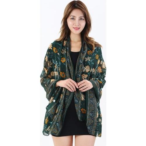 Indian Dupatta Female Stole Hair Wrap Hijab Shawl Summer Retro Floral Scarf Women Long Modis Foulard Femme Beach Bikini Cotton