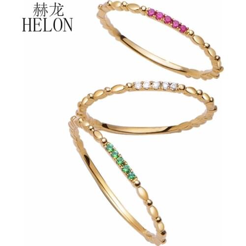 HELON Solid 14k Yellow Gold SI/H Round cut 100% Diamonds Engagement Ring Trendy Fine Jewely Elegant unirque Gift Wedding Ring