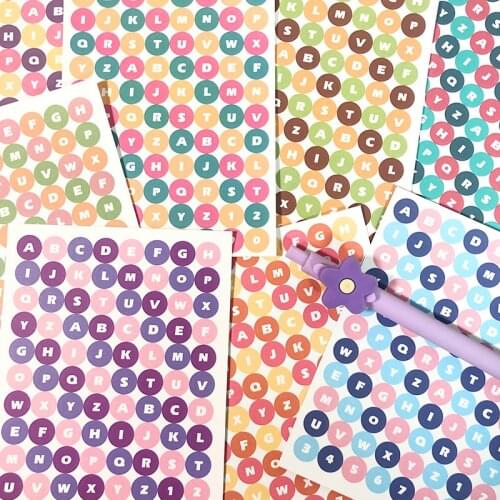 Korean Rainbow Candy Color Alphanumeric Stickers DIY Scrapbook Background Material Stationery Album Decoration Stickers