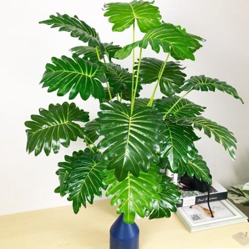 75cm 24 Heads Large Artificial Tree Tropcial Monstera Plants Branch Plastic Palm Leaves Fake Turtle Foliage for Home Room Decor