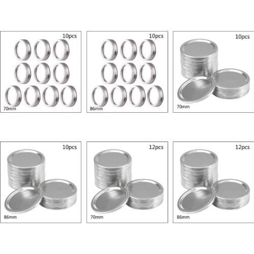 Canning Lids, Regular Mouth Mason Jar Lids And Bands, Stainless Steel Lids For Mason Jar Wide Mouth 10 Pack 70M (Silver)