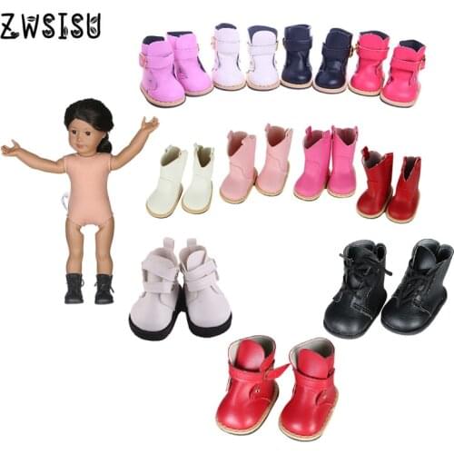 Doll Boots Shoes 12 Styles Leather Colorful Boots High Quality For 18 Inch American Doll For Generation Girl`s Toy Accessories