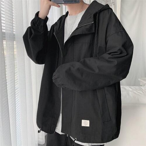 5XL-S Autumn Winter New Hooded Jackets Men Clothing 2021 Simple Loose Casual Oversized Coats Streetwear Black/Khaki