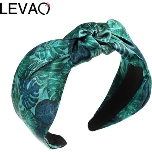 LEVAO Wide Women Leaf Knotted Headbands For Girls Simple Solid Cloth Hairbands Hair Hoop Ladies Hair Accessories 2021 Female