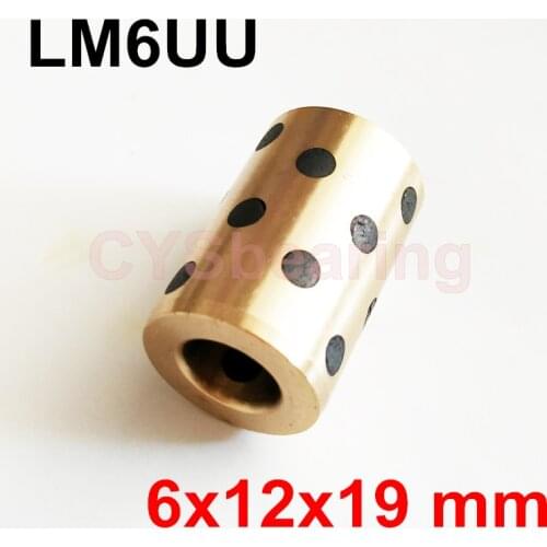 1pc 6x12x19 mm linear graphite copper set bushing oil self-lubricating bearing JDB LM6UU LM6 6mm