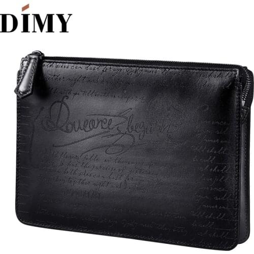 DIMY 2018 Winter Newest Mens Genuine Leather Bags Handbags Vintage Envelope Clutch Bags Large Capacity Business A4 Envelope Bags