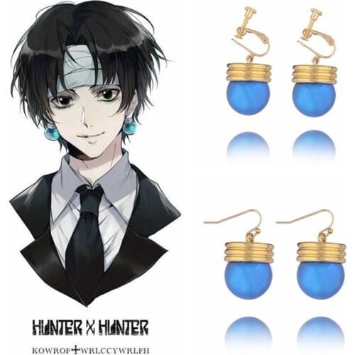 Hunter X Hunter Hisoka Kulolo Earrings Blue Bulb Shape Earrings for Women Men Cosplay Props Jewelry Gift