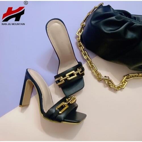 NAN JIU MOUNTAIN 2021 Fashion Women Sandals Summer High Heels Solid Color Women Shoes Open Toe Outdoor Slippers High Quality