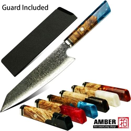 Chefs Knife 67 Layers Japanese Damascus Steel Damascus Chef Knife 8 Inch Damascus Kitchen Knife Resin Wood Amber Knife