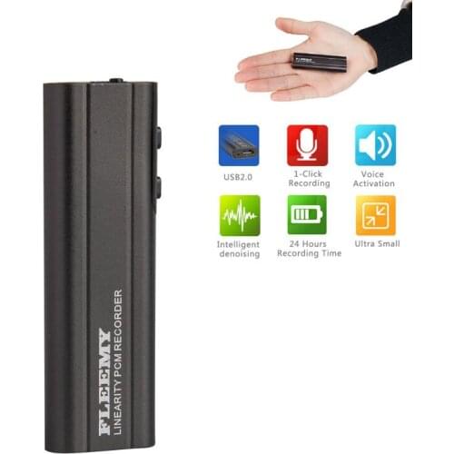 FLEEMY 8GB Rechargeable Mini Digital Voice Recorder MP3 Player Dual Mic HD recording Dictaphone Metal Body Free Shipping