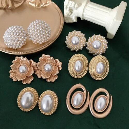 Retro New Designs Earrings Pearls Stud Pierced Party Wedding Jewelry