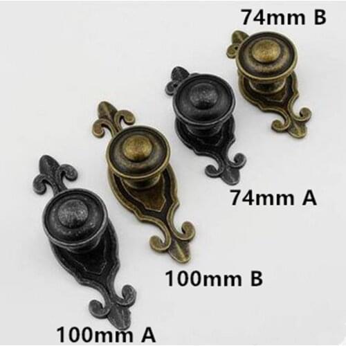 Retro old antique iron drawer tv cabinet cuoboard knob pull antique bronze kitchen cabinet dresser door handle knob with plate