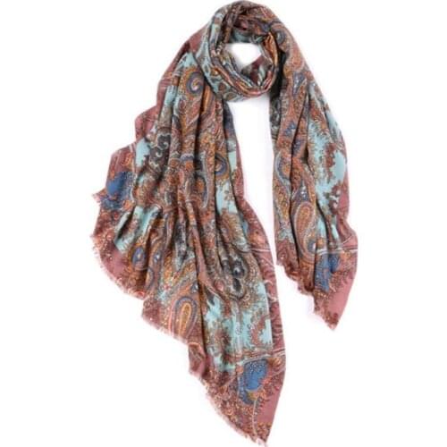Pure merino wool women cashew flowers print scarfs shawl pashmina 70x190cm wholesale retail free shipping