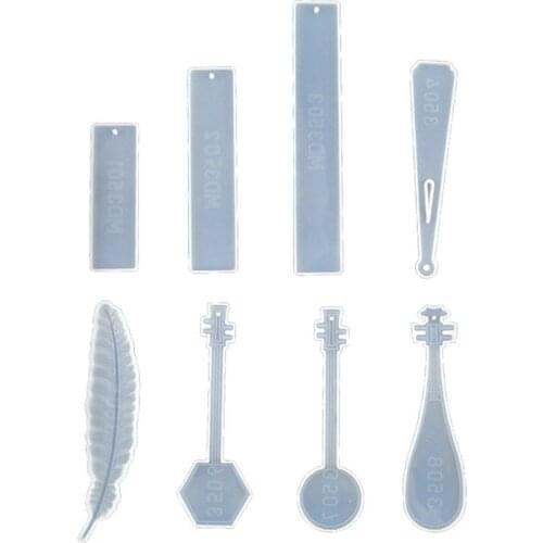 8 Pack Silicone Bookmark Mold DIY Bookmark Casting Mould Making Epoxy Resin Jewelry DIY Craft Silicone Transparent Mold X4YA