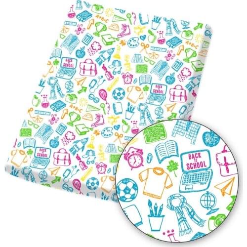 Back To School Theme Fabric Cotton Polyester Sewing Fabrics Printed DIY Cloth Home Textile Garment Making Supplies 45*145cm/pc