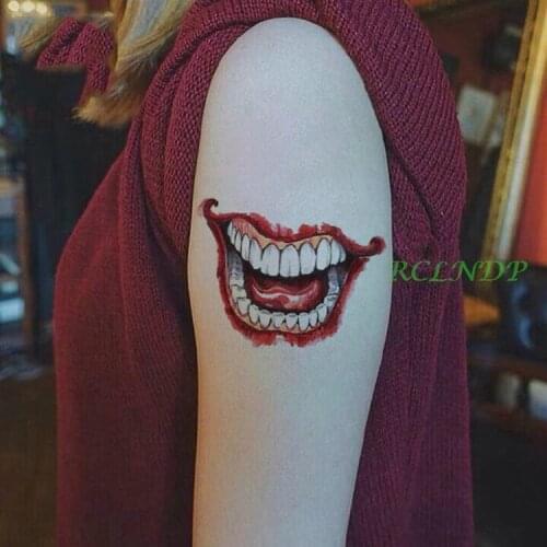 Waterproof Temporary Tattoo Sticker 3D Halloween mouth blade hand tatto stickers flash tatoo fake tattoos 7