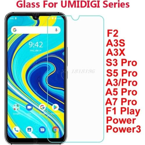 For UMIDIGI A3S A3X A3 A5 S3 Tempered Glass Film Umi A7 S5 Pro Protective Glass Film Phone Screen Protector UMIDIGI F1 F2 Power