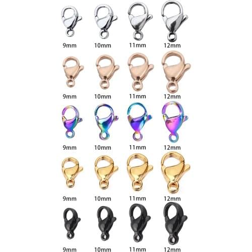 10 Stainless Steel Lobster clasp 10/11/12mm Jewelry Finding Fit DIY Accessory Necklace Keychain Bracelet Workcard Clothes Gift