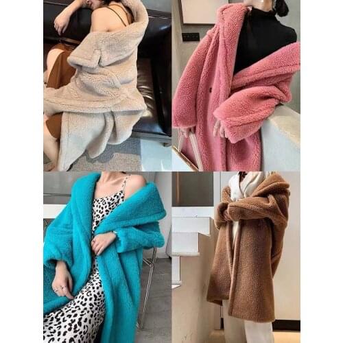 Long Teddy Bear Jacket Coat Women Winter 2021 Thick Warm Oversized Chunky Outerwear Overcoat Women Faux Lambswool Fur Coats