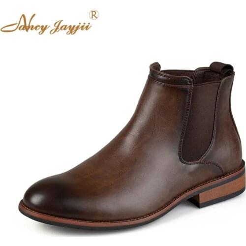 Women Shoes Adult Ladies Chelsea Boots Ankle Slip-On Round Toe Low Square heels Spring/Autumn Fashion Retro Mature Sexy 2019