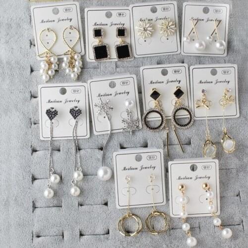 2020 Korean New Design Sweet Earring Irregular Geometric Pearl Long Big Earrings For Women Dangle Jewelry Elegant Pendientes